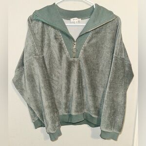MABEL Sage Green Zip-Up Sweater